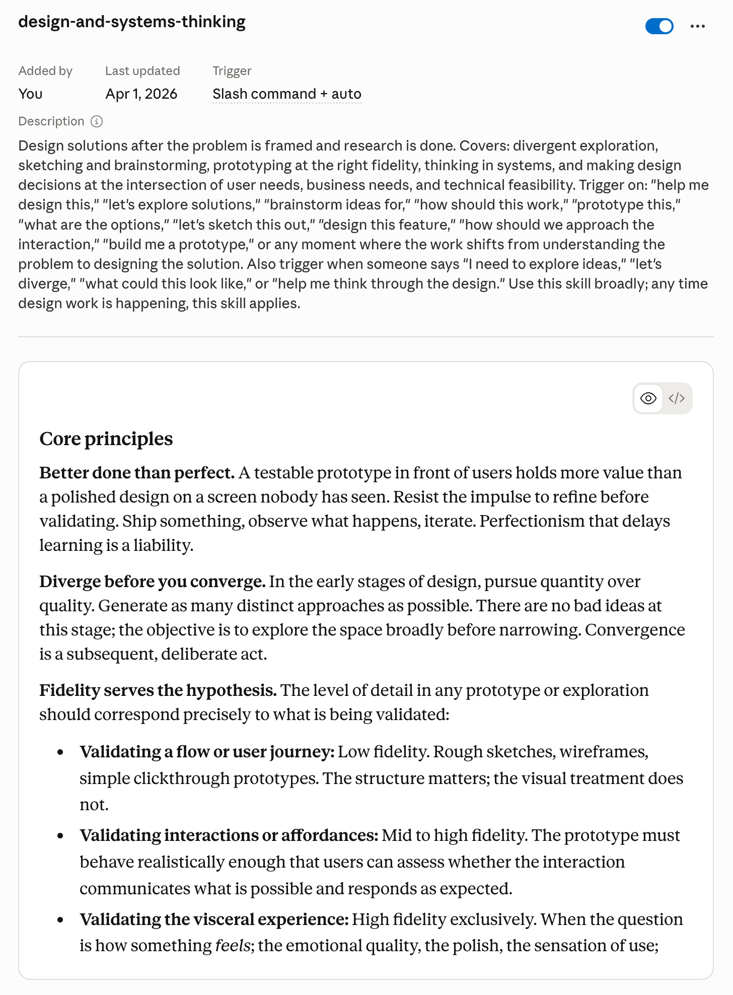 A skill file open in Claude Code